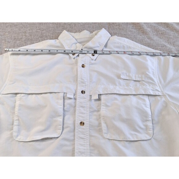 LL Bean Men's Outdoor Button Up Shirt White Short Sleeve Casual Back Vent Top L - Picture 7 of 9